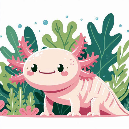 Cute dinosaur in the jungle. Vector illustration. Cartoon style.のイラスト素材