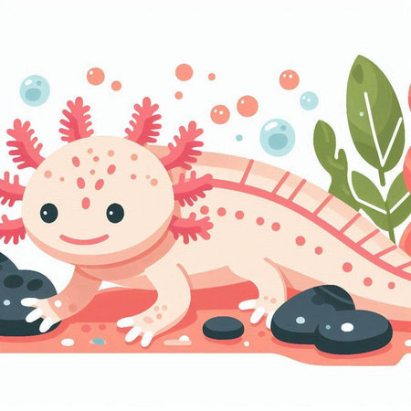 Cute baby lizard on the beach. Vector illustration in cartoon style.のイラスト素材