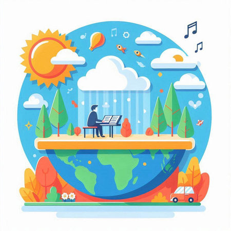 Flat design vector illustration concept of global warming, climate change.のイラスト素材