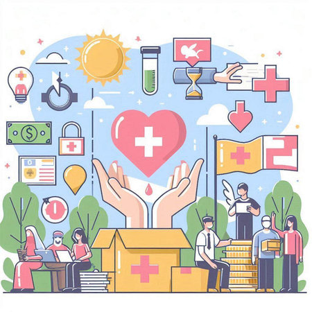 Flat design modern vector illustration concept of telemedicine, telehealth and telemedicine.のイラスト素材