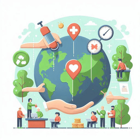 Flat design vector illustration concept of travel around the world. Global tourism.のイラスト素材