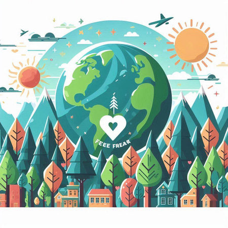 World environment day. Save the planet concept. Vector Illustration.のイラスト素材