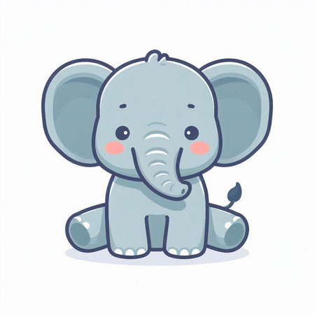 Cute baby elephant isolated on a white background. Vector illustration.のイラスト素材