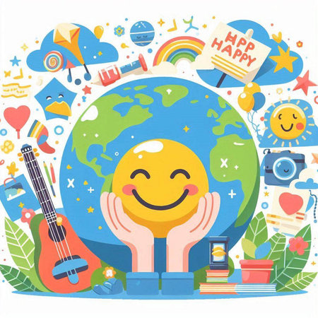 Happy Earth Day. Vector illustration of a happy earth day greeting card.のイラスト素材