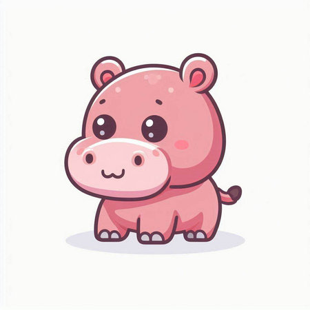 Cute hippopotamus. Vector illustration in cartoon style on white background.のイラスト素材