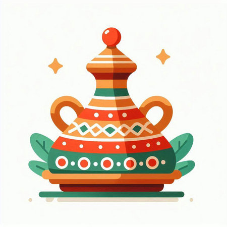 Ceramic vase and pottery. Vector illustration in cartoon styleのイラスト素材
