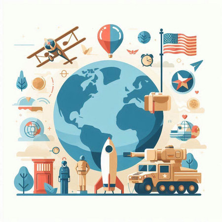 Travel around the world. Vector illustration in flat style. Elements for design.のイラスト素材