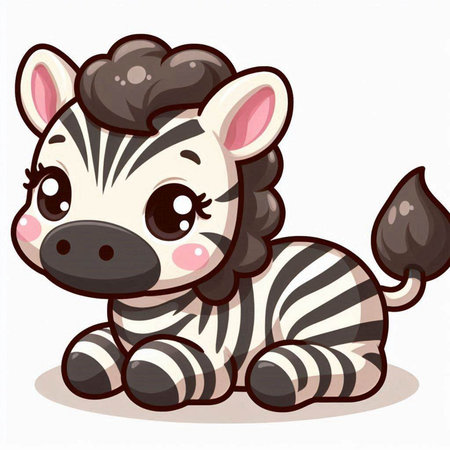 Cute zebra cartoon on white background. Vector illustration of animal.のイラスト素材