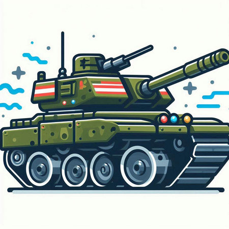 Vector illustration of a tank isolated on white background. Cartoon style.のイラスト素材