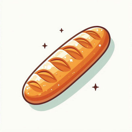 Illustration of a loaf of bread on a white background with starsのイラスト素材