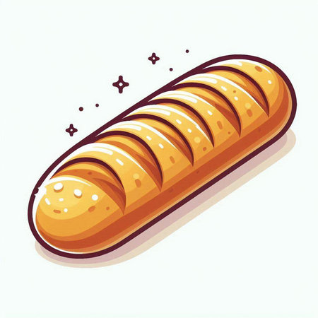 Illustration of a loaf of bread isolated on a white background.のイラスト素材