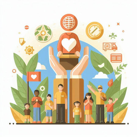 Flat design vector illustration concept of human rights, social justice, equality, equality.のイラスト素材