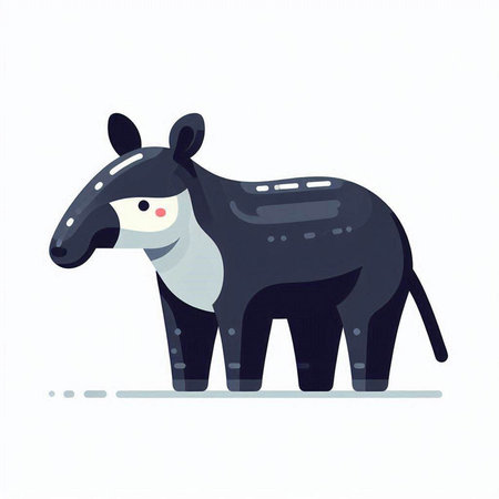 Cartoon tapir isolated on a white background. Vector illustration.のイラスト素材