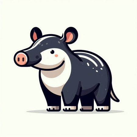 Vector illustration of cute little hippopotamus isolated on white background.のイラスト素材