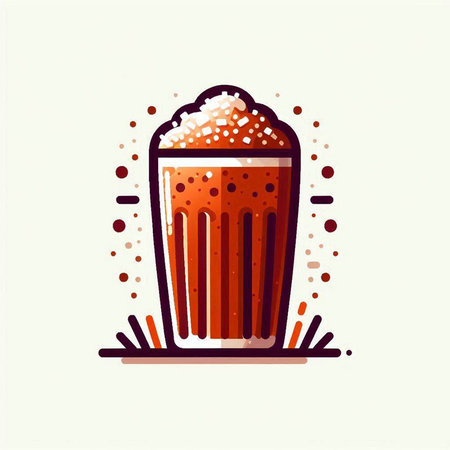 Illustration of a glass of beer with foam and bubbles. Vector illustration.のイラスト素材