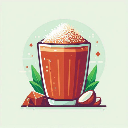 Coconut smoothie in a glass cup. Vector illustration.のイラスト素材