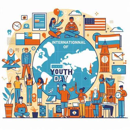 Vector illustration of international day of democracy with people around the world.のイラスト素材