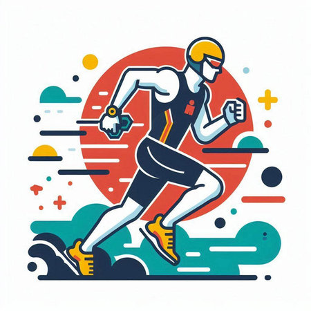 Running man, athlete, joggingthon, vector illustration.のイラスト素材