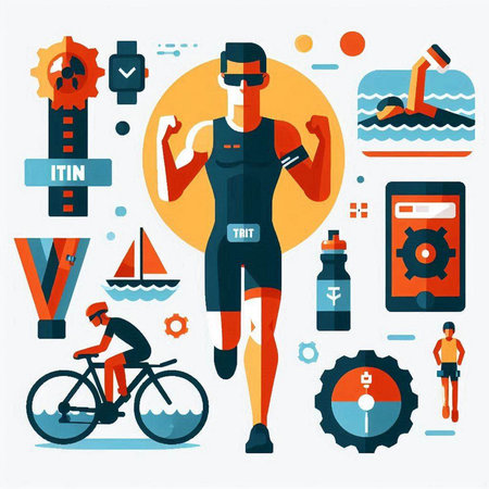 Cyclist. Sport and recreation. Vector illustration in flat styleのイラスト素材