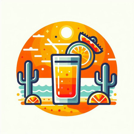 Vector illustration of a bar counter with alcohol drinks, cocktails and ice cream.のイラスト素材