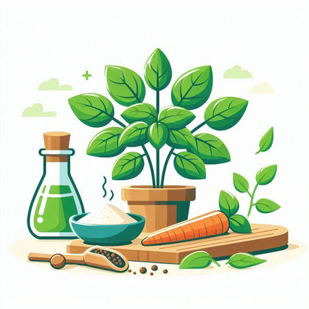 Vegetable and Herb Ingredient for Cooking. Vector Illustrationのイラスト素材
