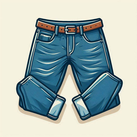 Jeans. Vector illustration of men's jeans on a light background.のイラスト素材
