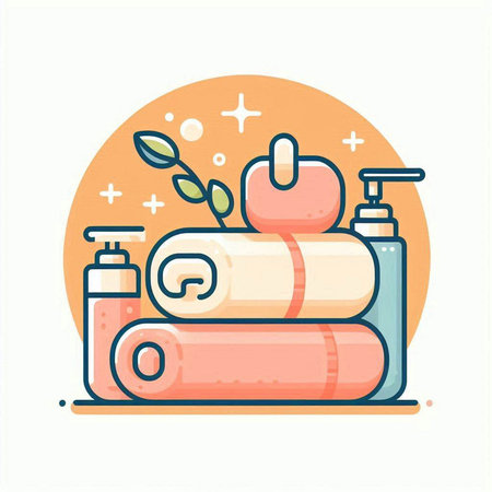 Spa and wellness flat color vector icon. Hygiene and health care.のイラスト素材