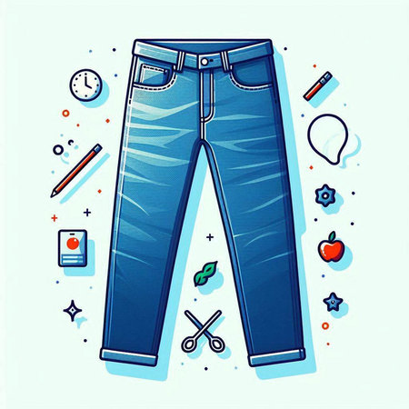 Vector illustration of jeans on a light blue background. Vector illustration.のイラスト素材