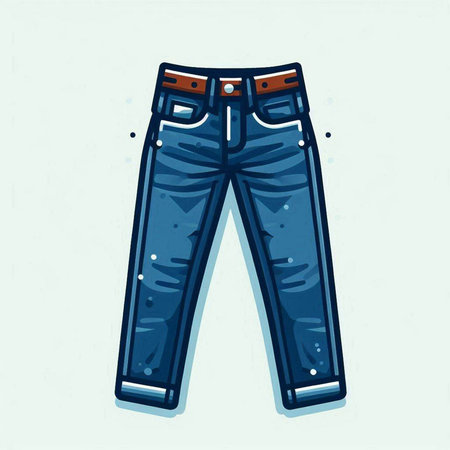 Stylish jeans. Vector illustration of a pair of blue jeans.のイラスト素材
