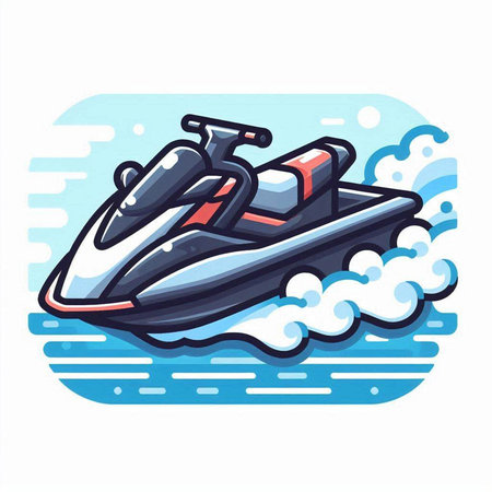 Jet ski icon. Vector illustration of jet ski isolated on white background.のイラスト素材