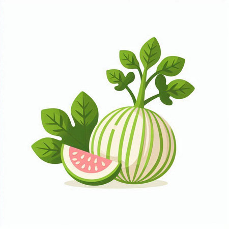 Watermelon and figs on a white background. Vector illustration.のイラスト素材