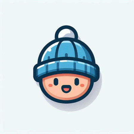 Cute winter boy wearing warm hat. Vector illustration in flat styleのイラスト素材