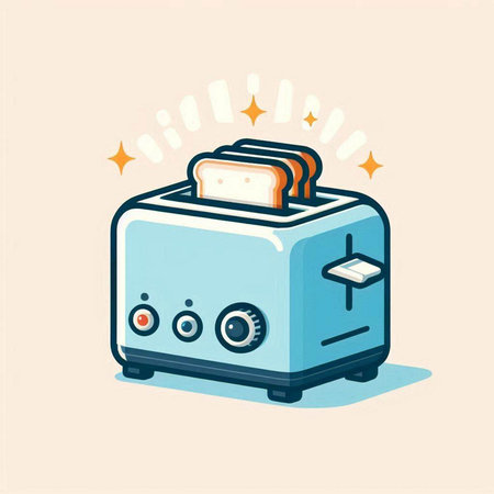 Illustration of a toaster in cartoon style. Vector illustration.のイラスト素材