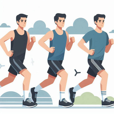 Vector illustration of a group of people jogging in the park.のイラスト素材