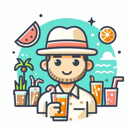 Cute bear in the forest. Vector illustration of a cartoon character.のイラスト素材