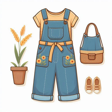 Set of clothes and accessories. Vector illustration in a flat style.のイラスト素材