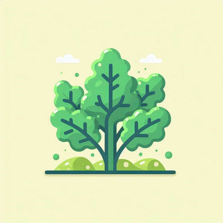 Green tree icon. Flat vector illustration of green tree icon for web designのイラスト素材