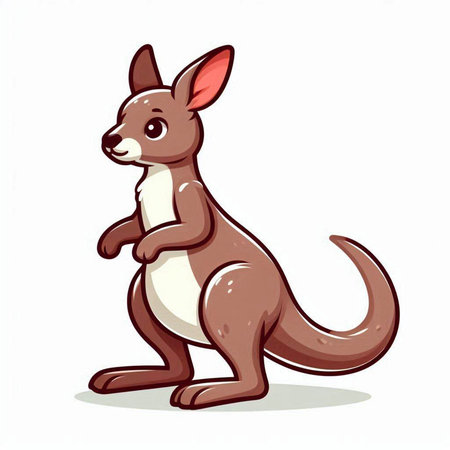 Kangaroo isolated on a white background. Vector illustration of a cartoon kangaroo.のイラスト素材