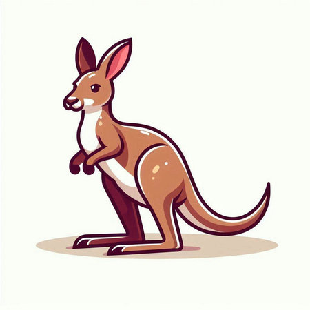Cartoon kangaroo. Vector illustration isolated on white background.のイラスト素材