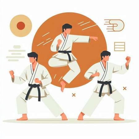 Tae Kwon Do or Karate Sport Illustration in Flat Styleのイラスト素材