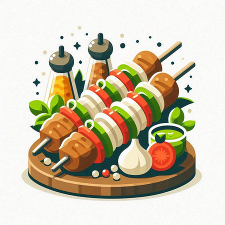 Vector illustration of a hot dog with ketchupnnaise and vegetablesのイラスト素材