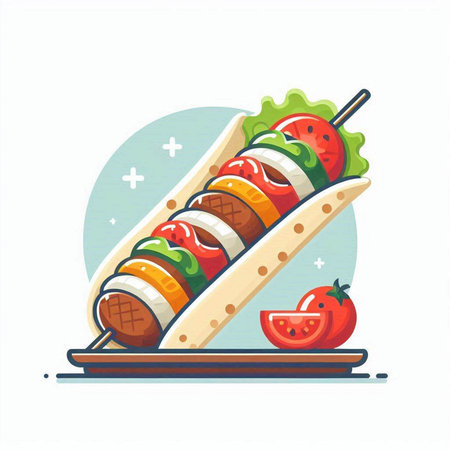 Train on the railway station. Vector illustration in flat cartoon style.のイラスト素材