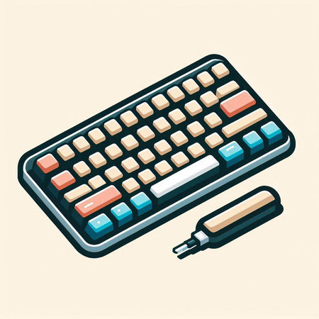Illustration of a keyboard with a usb cable, vector illustration.のイラスト素材