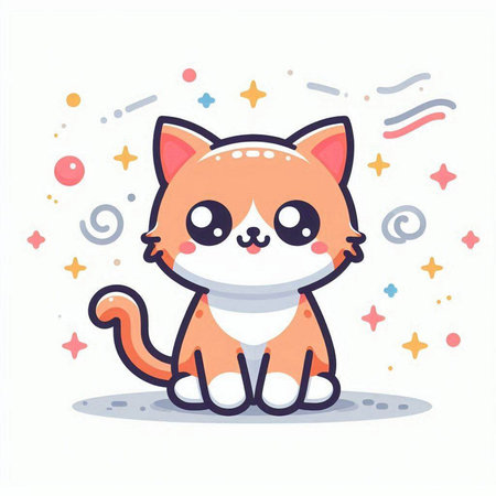 Cute cat. Cute kawaii character. Vector illustrationのイラスト素材