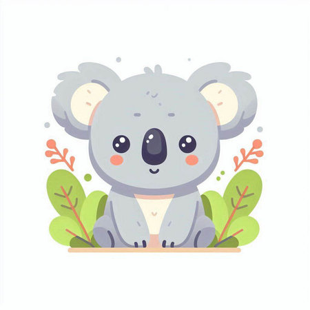 Cute koala in the jungle. Vector illustration in cartoon style.のイラスト素材