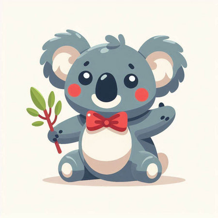 Cute koala sitting on a log in the forest. Vector illustrationのイラスト素材