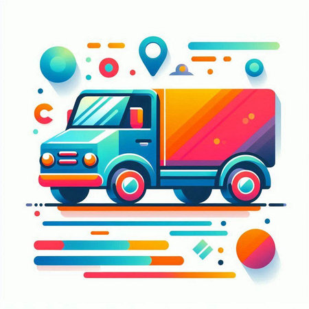 Truck on colorful abstract background. Vector illustration. Eps 10.のイラスト素材