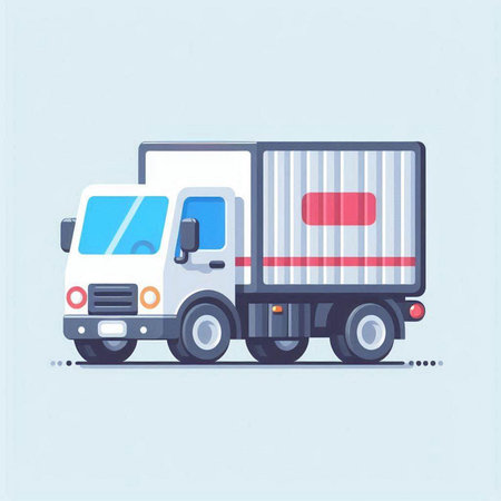 Truck with cargo container. Vector illustration. Flat design style.のイラスト素材