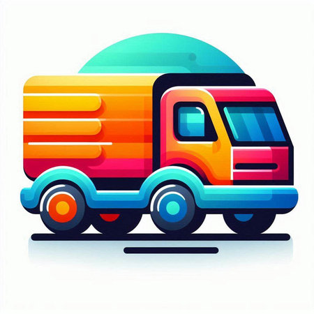 Colorful truck, isolated on a white background. Vector illustration.のイラスト素材