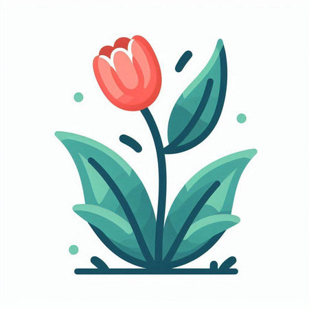 Tulip flower icon. Flat vector illustration isolated on white background.のイラスト素材